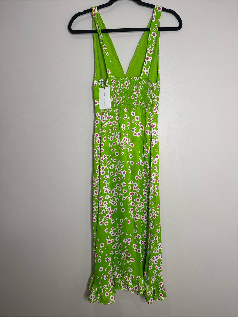 NWT Faithfull The Brand Emili Sun Green Floral Print Satin Midi Slip Dress 4 US - Picture 9 of 11
